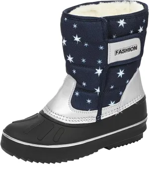 2024 Winter Fashion Snow Boots for Kids Star Print Waterroof Cozy Warm Outdoor Faux  Lined Boots for Girls Teens