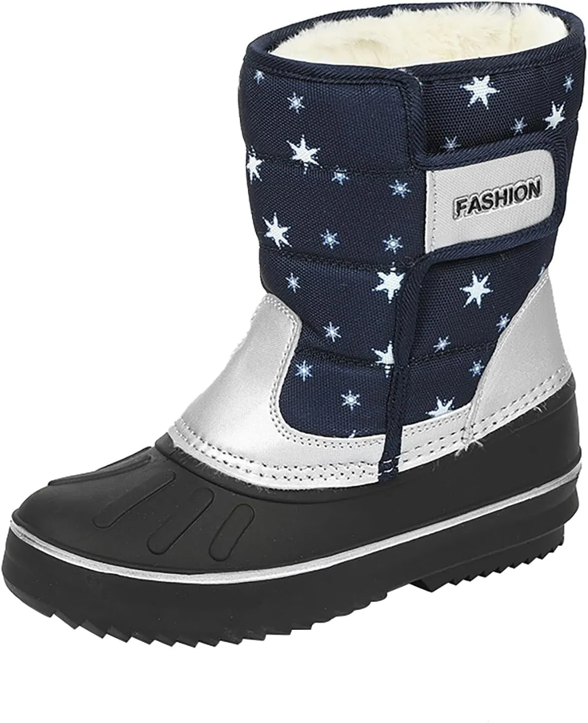 2024 Winter Fashion Snow Boots for Kids Star Print Waterroof Cozy Warm Outdoor Faux  Lined Boots for Girls Teens