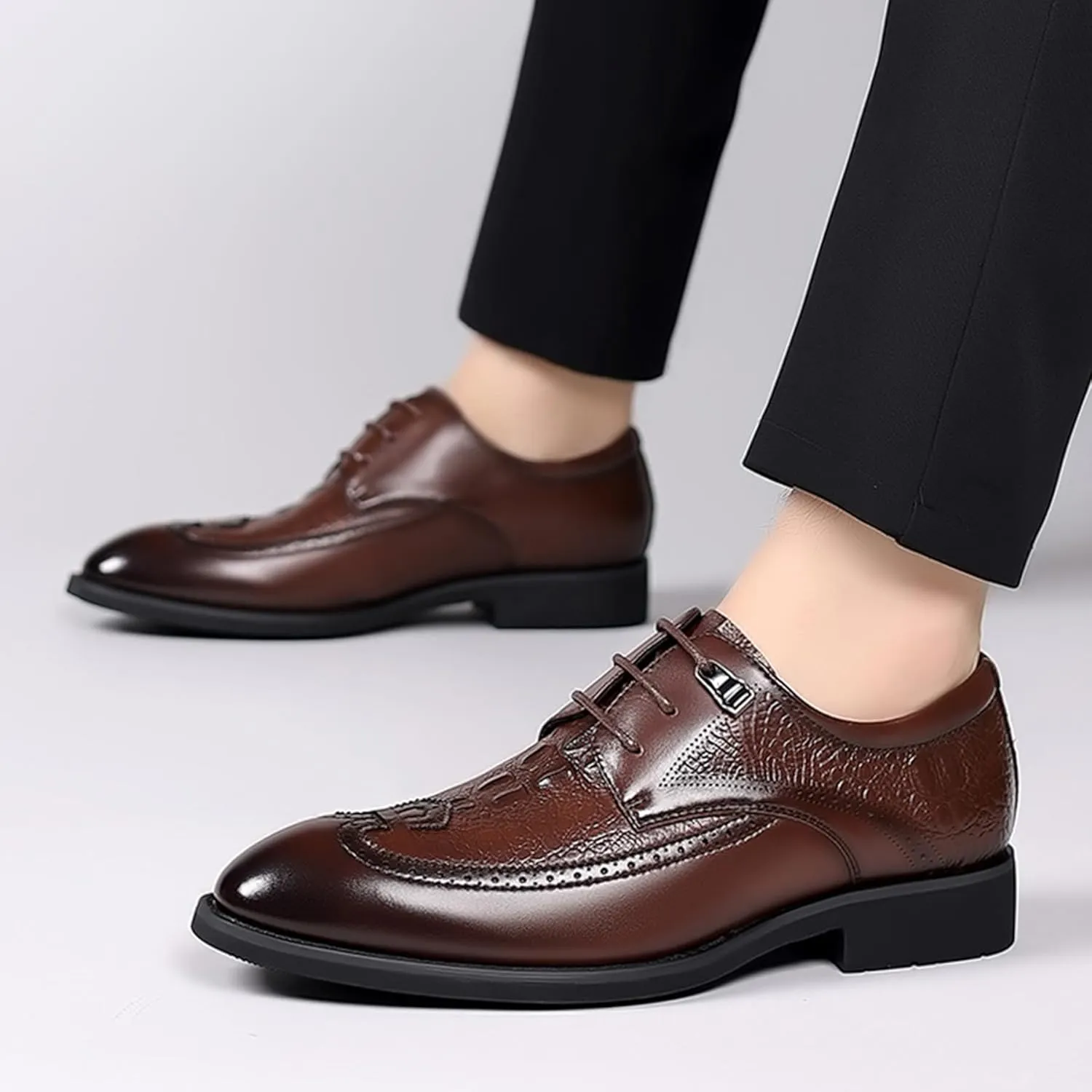 ADMLZQQ Men Dress Shoes Lace Up Oxford Classic Plain Toe Modern Formal Leather Shoes for Men