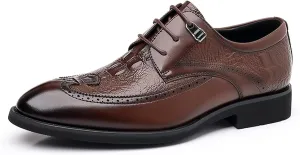 ADMLZQQ Men Dress Shoes Lace Up Oxford Classic Plain Toe Modern Formal Leather Shoes for Men