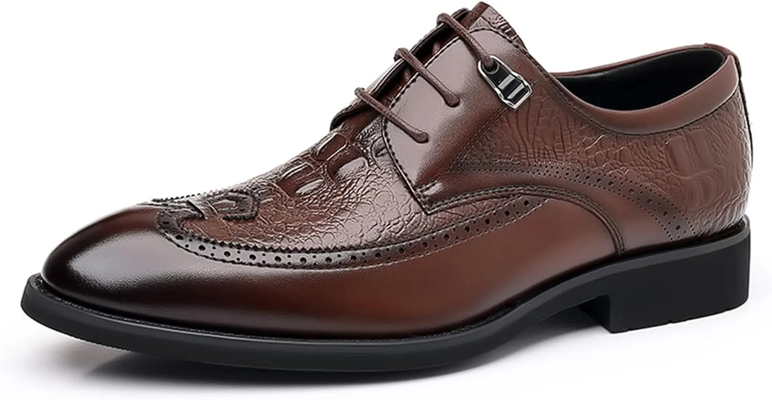 ADMLZQQ Men Dress Shoes Lace Up Oxford Classic Plain Toe Modern Formal Leather Shoes for Men