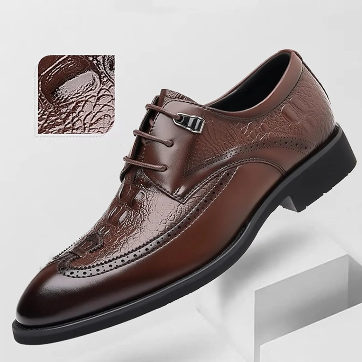 ADMLZQQ Men Dress Shoes Lace Up Oxford Classic Plain Toe Modern Formal Leather Shoes for Men