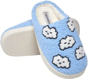 AEROPOSTALE Women's Slippers - Fuzzy Cushioned Comfort Slip-On House Shoes Clog Slipper, Indoor Outdoor Slippers - Printed Design- Slippers for Women
