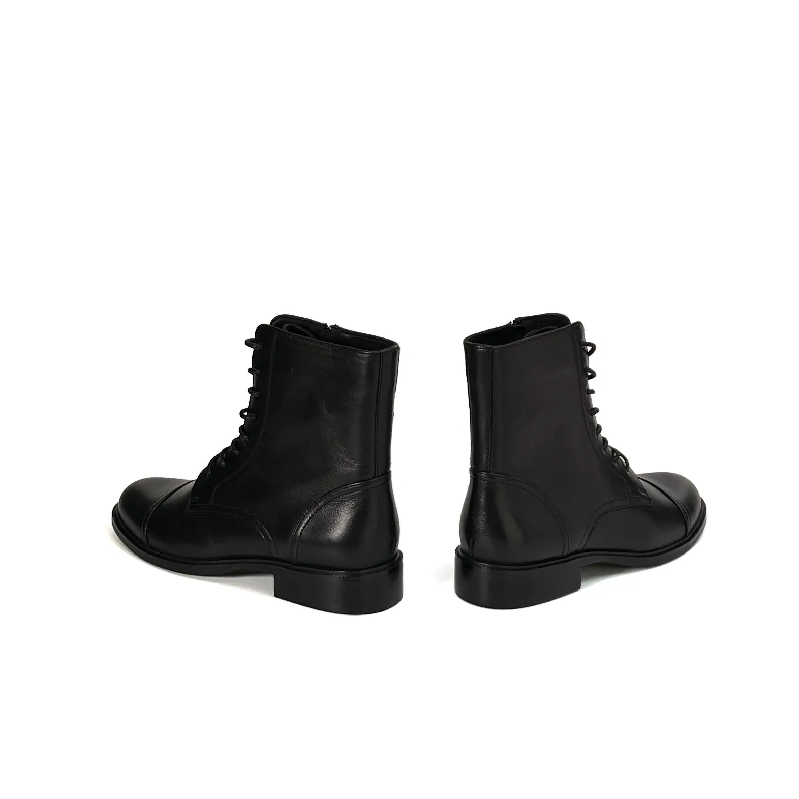 AiciBerllucci Nakita  Winter Dress Boots for Women,Women's Low Heel Boot,Fashion Leather Lace-Up Boots Tall，Zippers Round Toe Booties Shoes Combat Boot