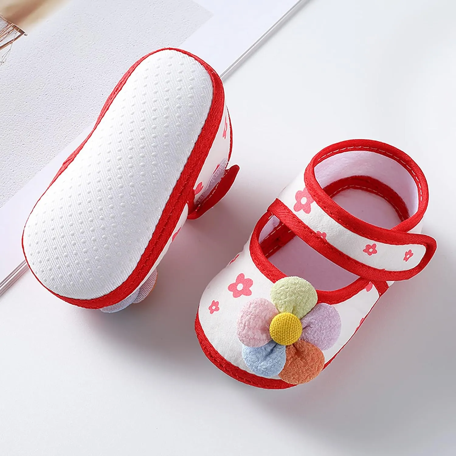 Baby Walking Shoes, 0-12 Months Newborn Baby Girls Soft First Walking Shoes Summer Cute Flowers Flat Sandals Slipper