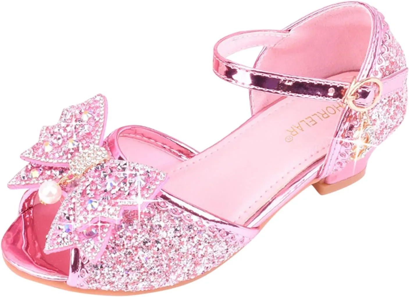 Big Kids High Heels for Girls Dress Pumps Glitter Sequins Princess Low Heels Shoes Youth Party Rhinestone Sandals