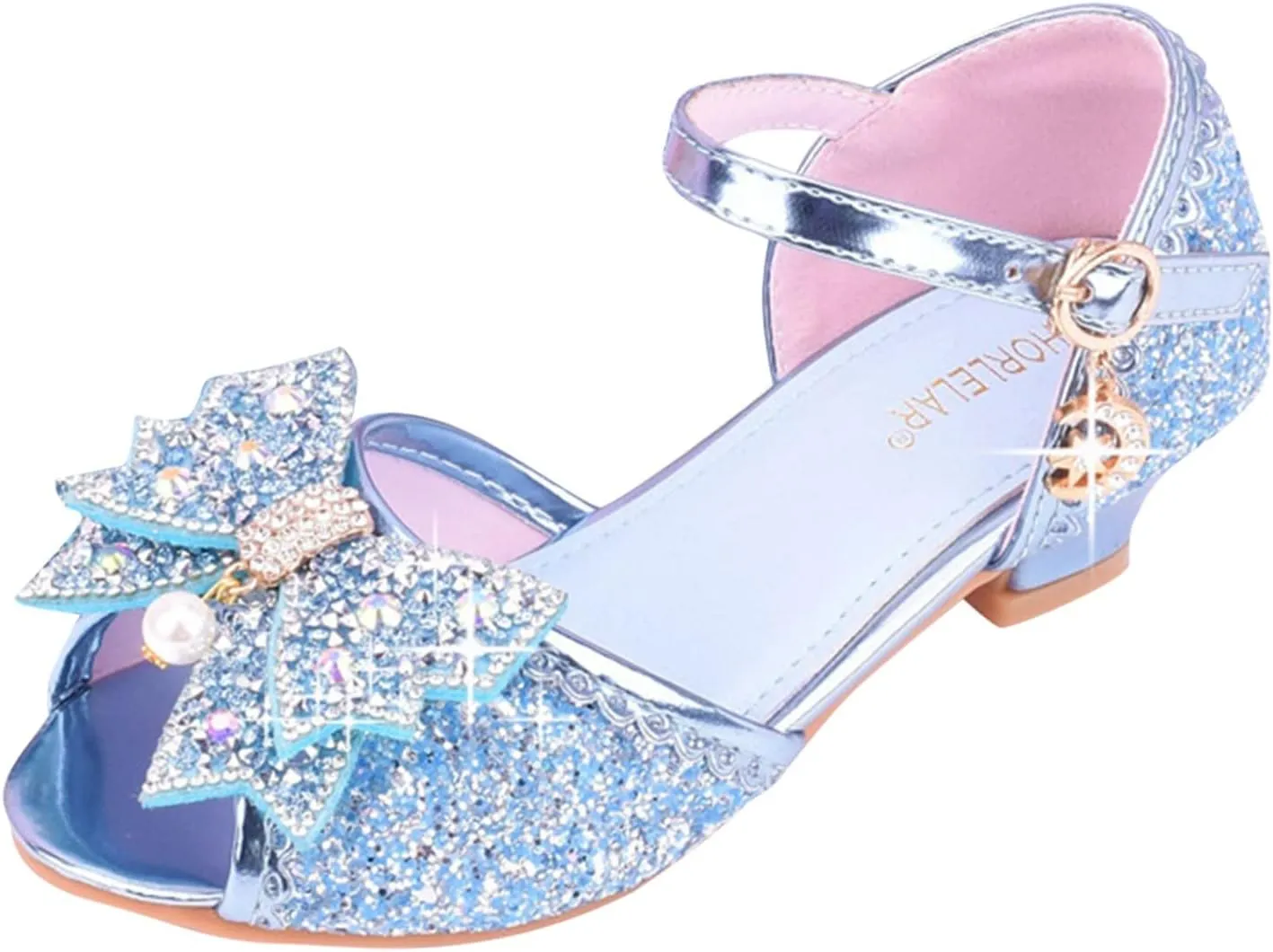Big Kids High Heels for Girls Dress Pumps Glitter Sequins Princess Low Heels Shoes Youth Party Rhinestone Sandals