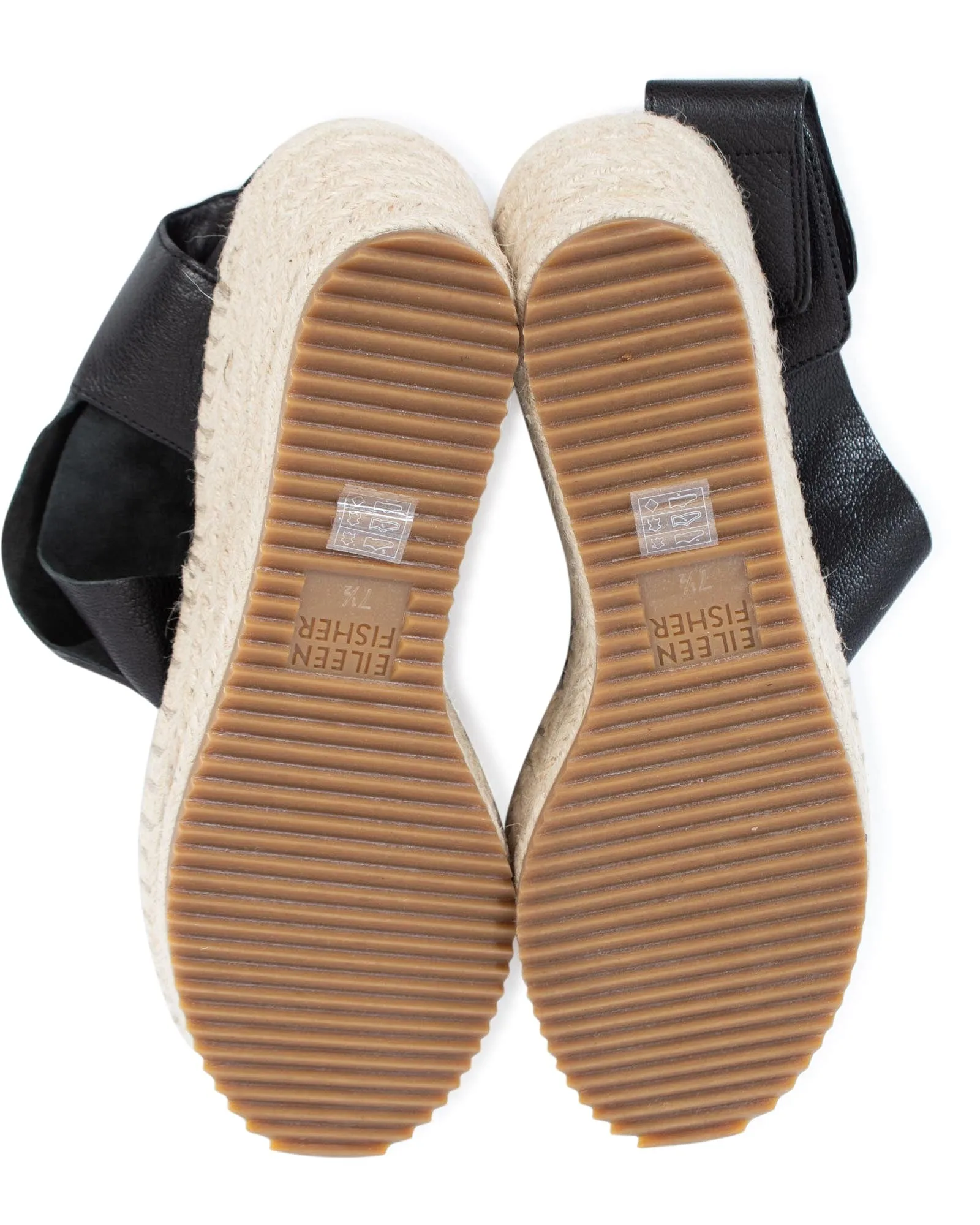 Black "Willow Leather Espadrille Wedge Sandal"