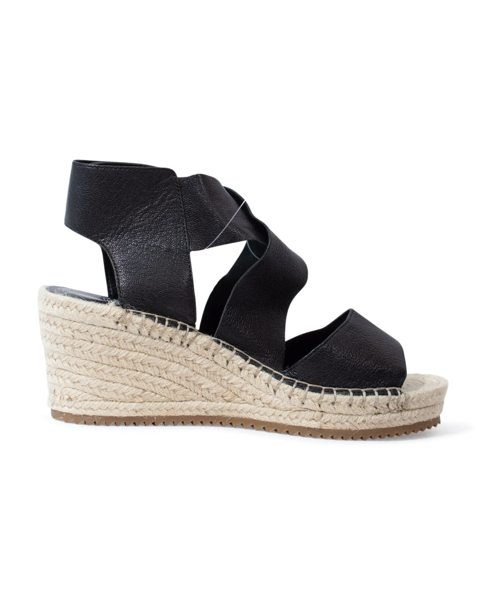 Black "Willow Leather Espadrille Wedge Sandal"