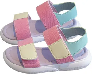 Boys Girls Sandals Rainbow Open-Toe Summer Outdoor Sport Athletic Lightweight Soft Sole Hook & Loop Walking Shoes
