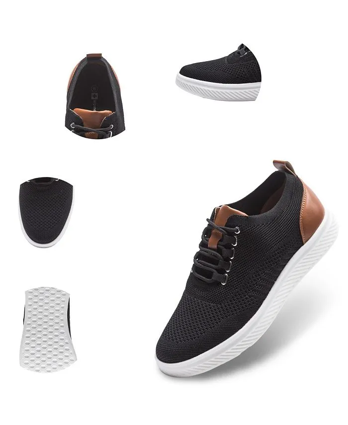 Brad Men's Classic Sneakers, Mesh Oxfords business casual fashion shoes Alpine Swiss, black