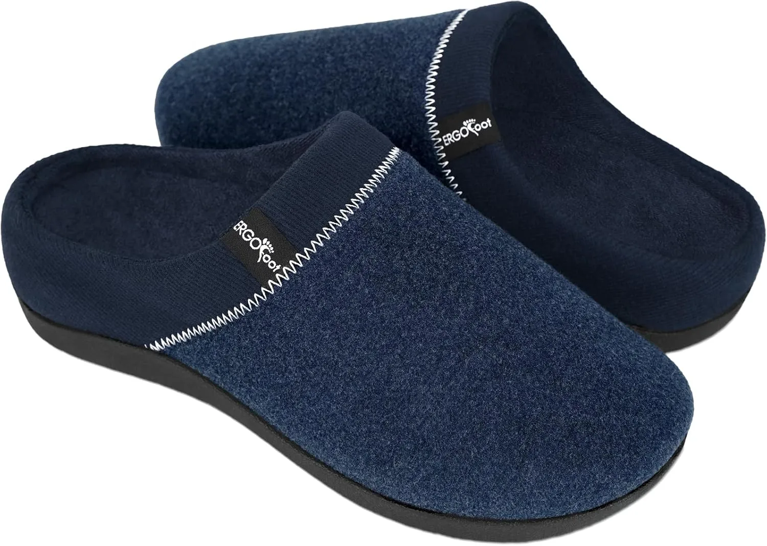 ERGOfoot Orthotic Slippers with Arch Support, Ideal for Plantar Fasciitis, Flat Feet, Heel Pain Relief, Slip on Clog Indoor Outdoor House Shoes with Anti-Skid Rubber Sole