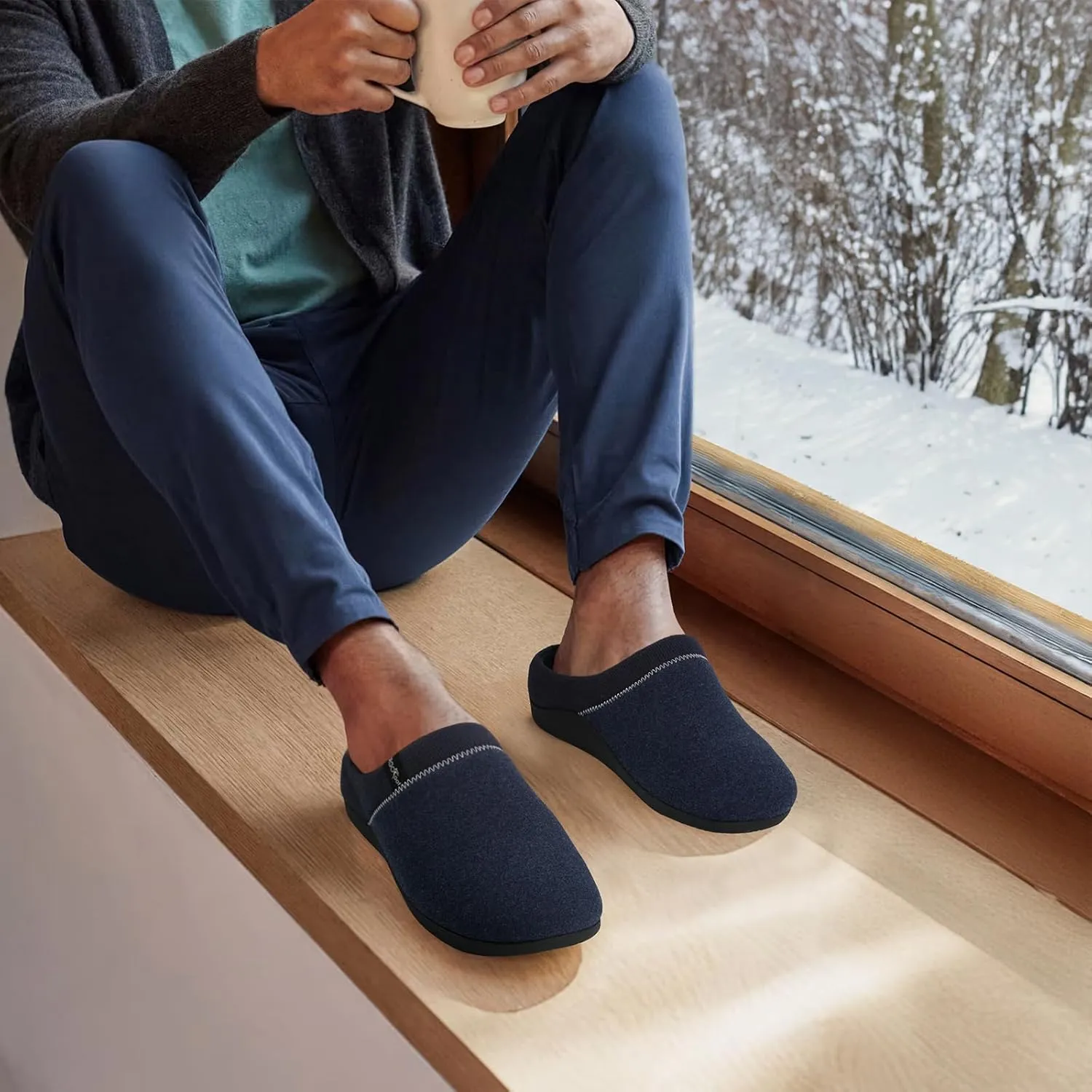 ERGOfoot Orthotic Slippers with Arch Support, Ideal for Plantar Fasciitis, Flat Feet, Heel Pain Relief, Slip on Clog Indoor Outdoor House Shoes with Anti-Skid Rubber Sole