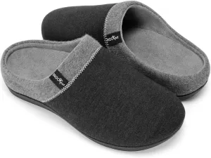 ERGOfoot Orthotic Slippers with Arch Support, Ideal for Plantar Fasciitis, Flat Feet, Heel Pain Relief, Slip on Clog Indoor Outdoor House Shoes with Anti-Skid Rubber Sole