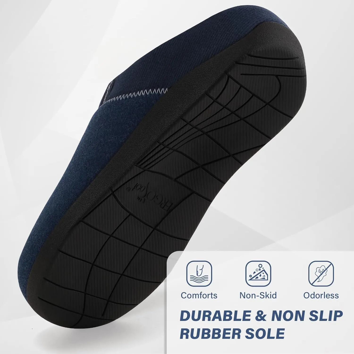 ERGOfoot Orthotic Slippers with Arch Support, Ideal for Plantar Fasciitis, Flat Feet, Heel Pain Relief, Slip on Clog Indoor Outdoor House Shoes with Anti-Skid Rubber Sole