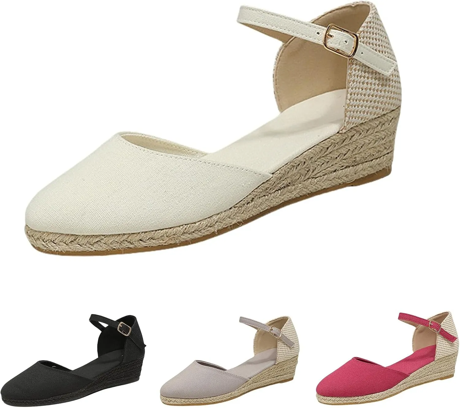 Espadrille Sandals for Women Summer Platform Wedge Sandals Closed Toe Ankle Strap Wedges Comfortable Slip On Casual Flat Sandal for Every Occasion All Day Comfort