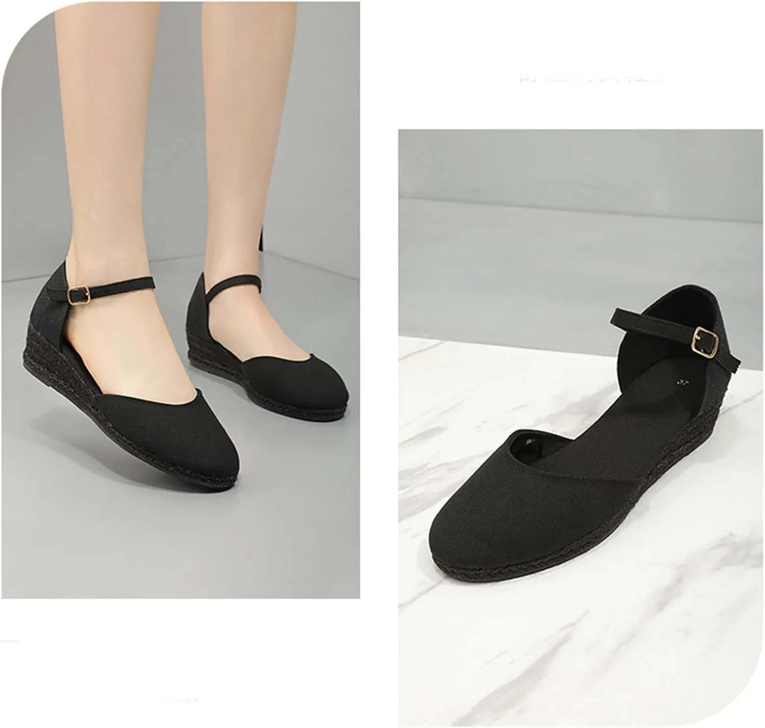 Espadrille Sandals for Women Summer Platform Wedge Sandals Closed Toe Ankle Strap Wedges Comfortable Slip On Casual Flat Sandal for Every Occasion All Day Comfort