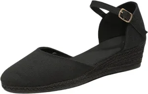 Espadrille Sandals for Women Summer Platform Wedge Sandals Closed Toe Ankle Strap Wedges Comfortable Slip On Casual Flat Sandal for Every Occasion All Day Comfort
