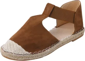 Espadrilles for Women Flat Woven Fisherman Walking Sandals Elastic Strap Slip-On Flats Closed Toe Summer Comfortable Sandals 2025