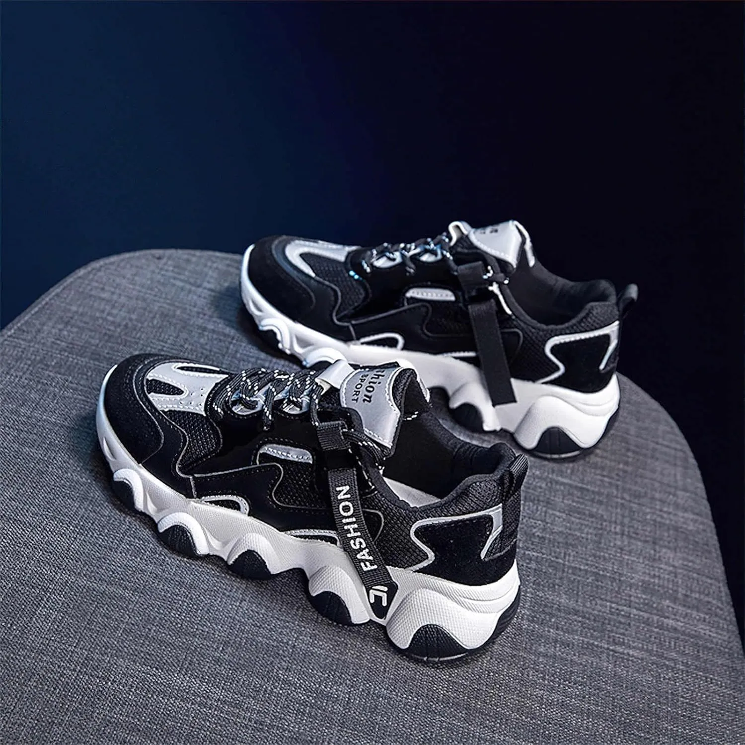 Exusiai Womens Casual Chunky Sneakers White Mesh Breathable Lightweight Platform Shoes Soft Pink Walking Running Dad Shoes