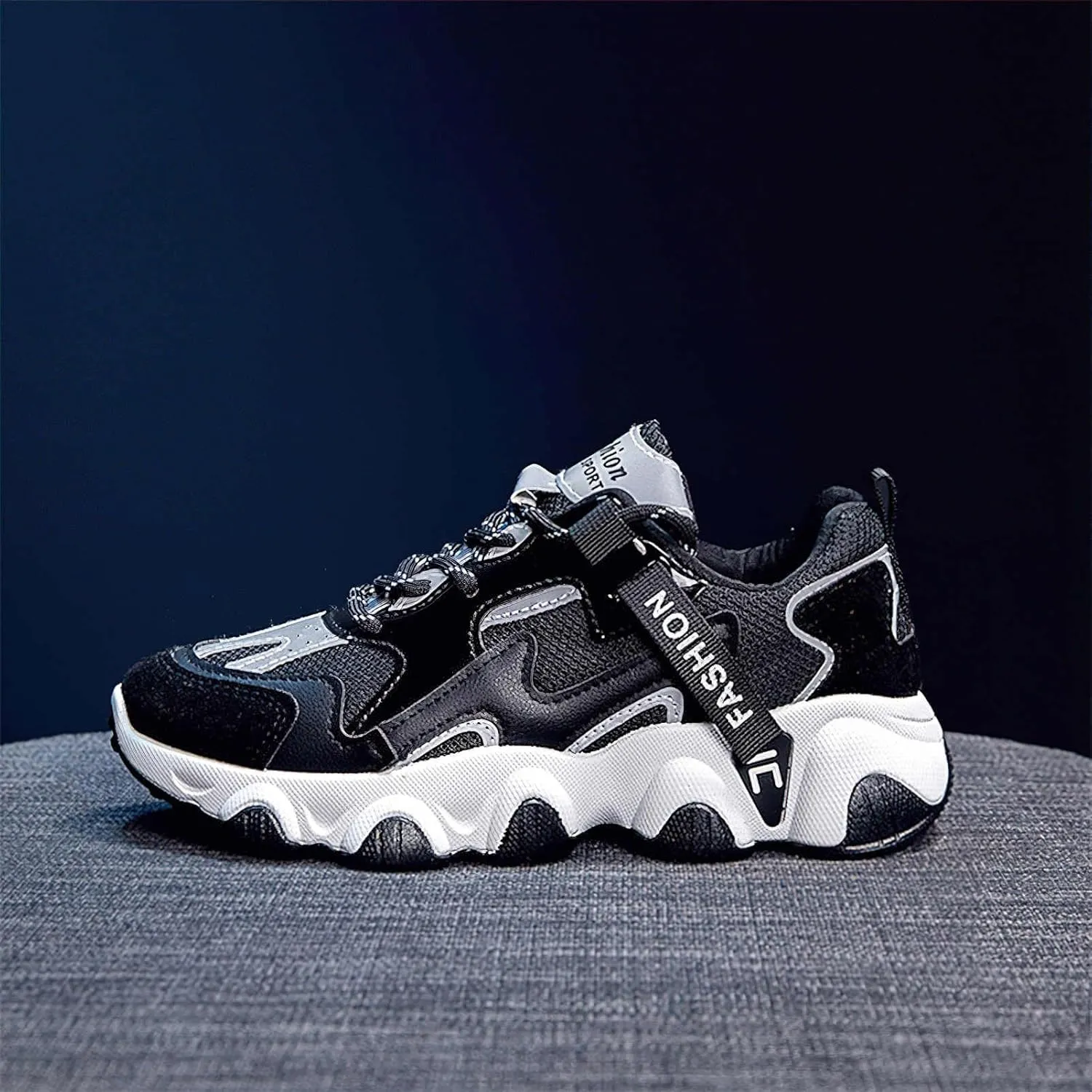 Exusiai Womens Casual Chunky Sneakers White Mesh Breathable Lightweight Platform Shoes Soft Pink Walking Running Dad Shoes