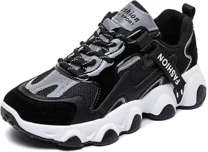 Exusiai Womens Casual Chunky Sneakers White Mesh Breathable Lightweight Platform Shoes Soft Pink Walking Running Dad Shoes