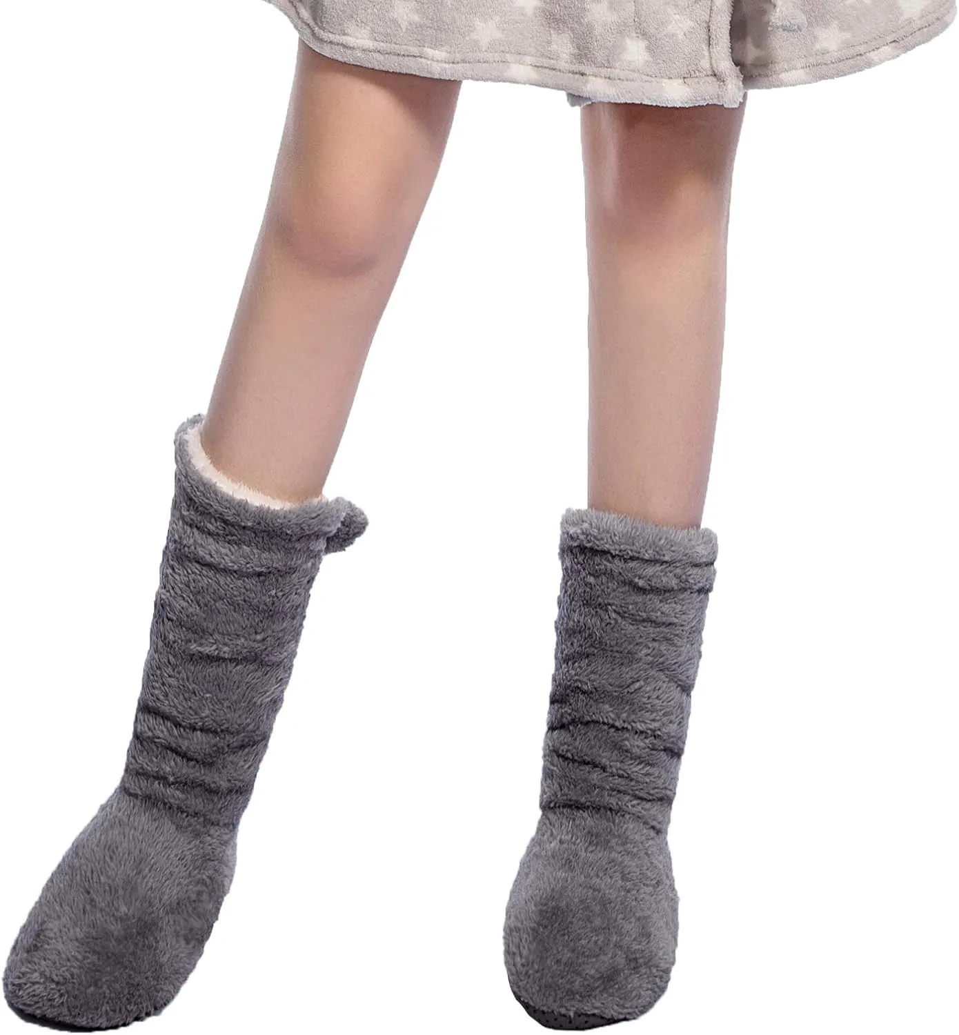 FRALOSHA Women's Slipper Sock Coral Velvet Indoor Spring-Autumn Super Soft Warm Cozy Fuzzy Lined Booties Slippers