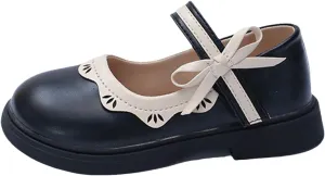 Girls Flats Mary Jane Flower Girl Dress Shoes School Wedding Party Leather Bowknot Shoes for Kids Soft Sole Sandals