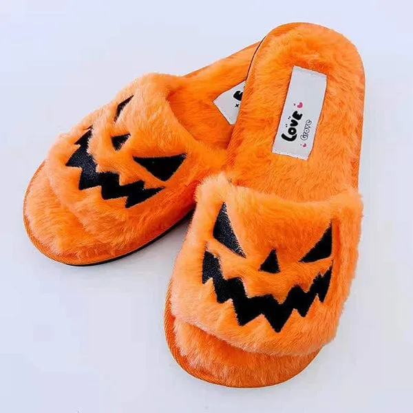 Haunted Pumpkin House Slippers