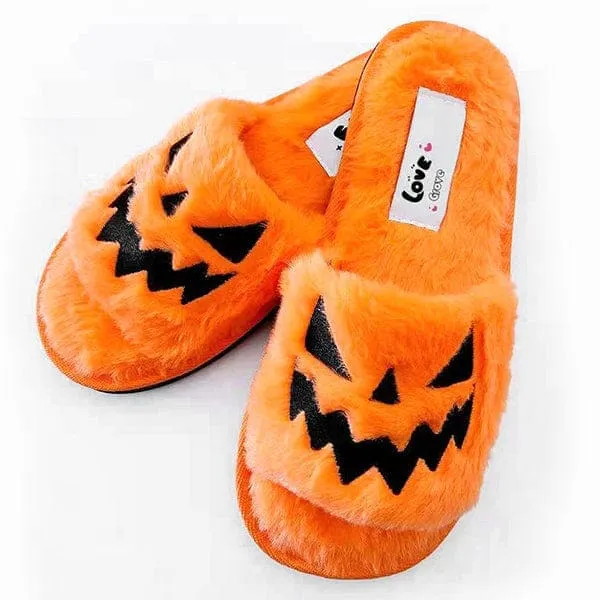 Haunted Pumpkin House Slippers