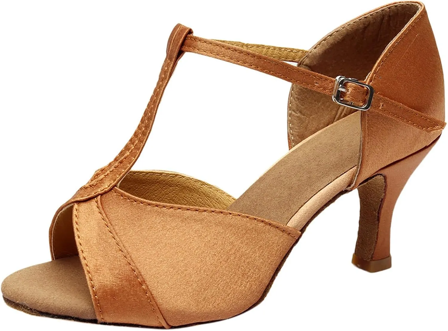 Heels for Women Satin Latin Dance Shoes Ballroom Performance Dancing Shoes Open Toe Heels with Ankle Strap