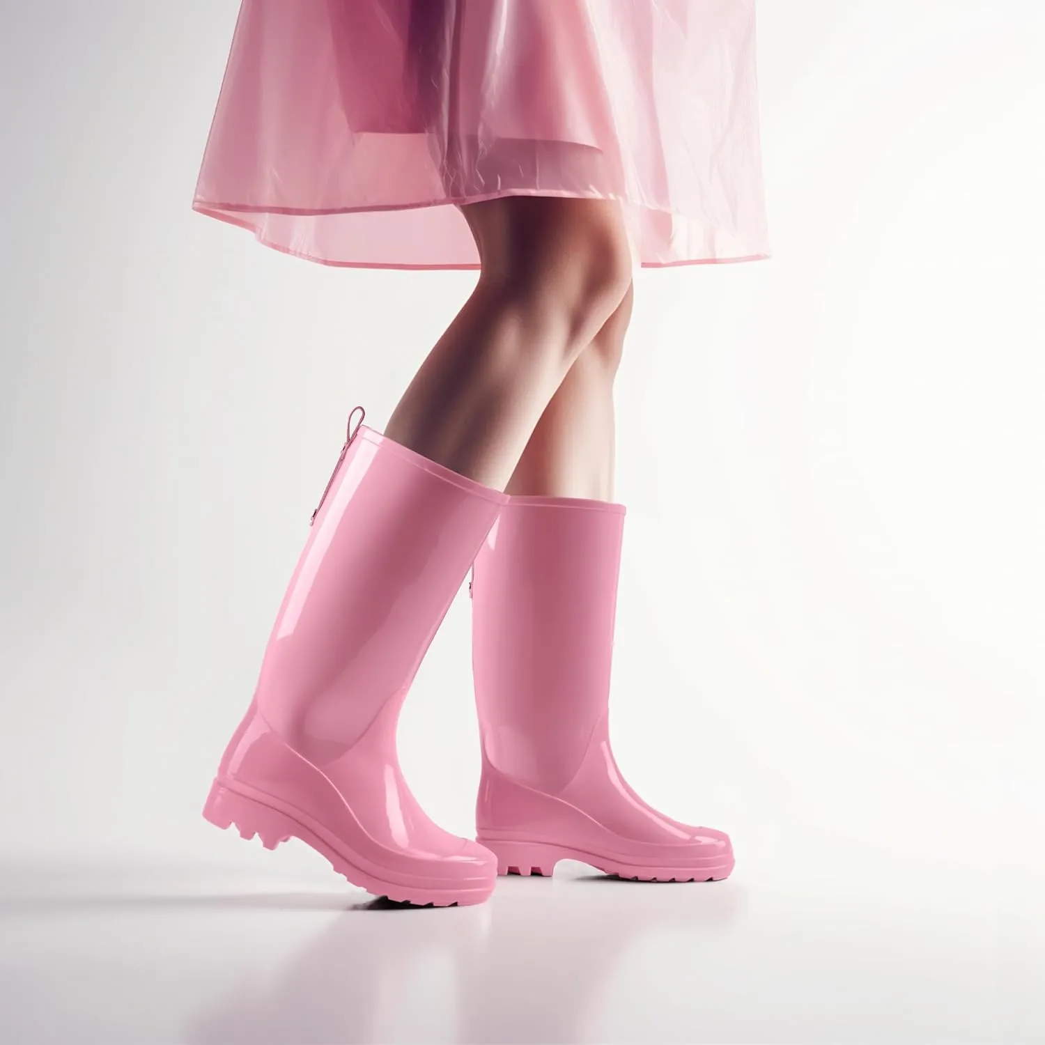 HISEA Rain Boots for Women Waterproof Garden Boots, Knee High Rain Shoes, Non Slip Seamless Welly