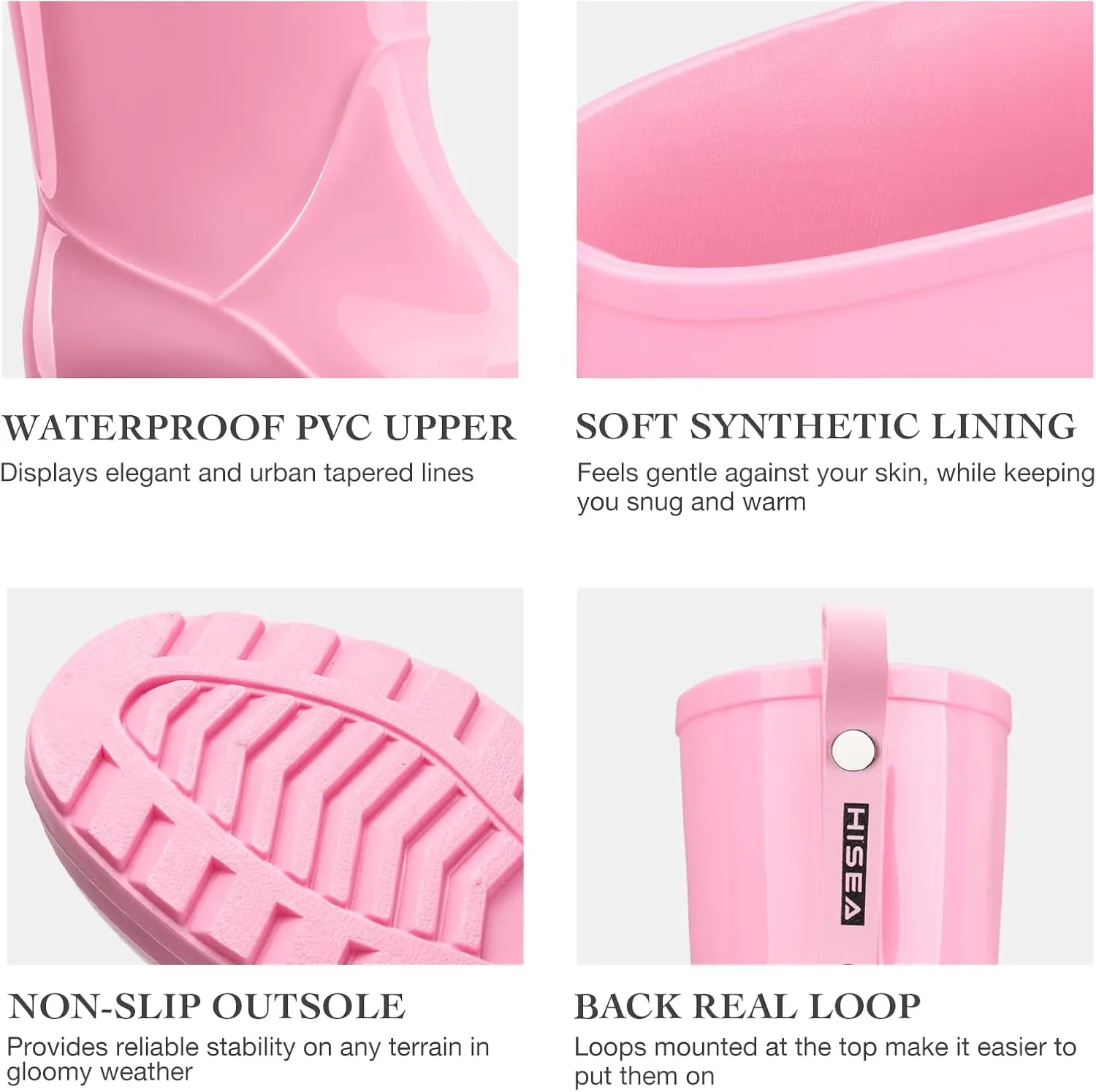 HISEA Rain Boots for Women Waterproof Garden Boots, Knee High Rain Shoes, Non Slip Seamless Welly
