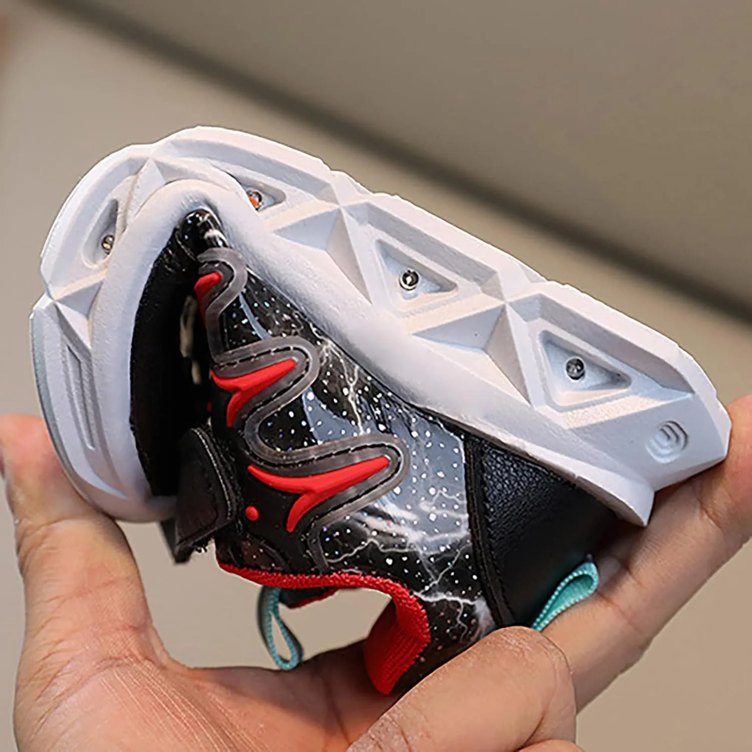 Infant Baby Shoes Children's Sneakers LED Charged Breathable Soft Sole Strap Collision Color Solid Tied Canvas Shoes
