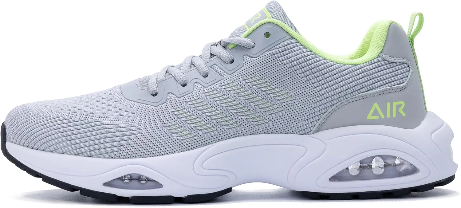 JARLIF Men's Air Running Shoes Athletic Cushioned Tennis Shoes Comfortable Supportive Sport Gym Jogging Sneaker Lightgrey 9