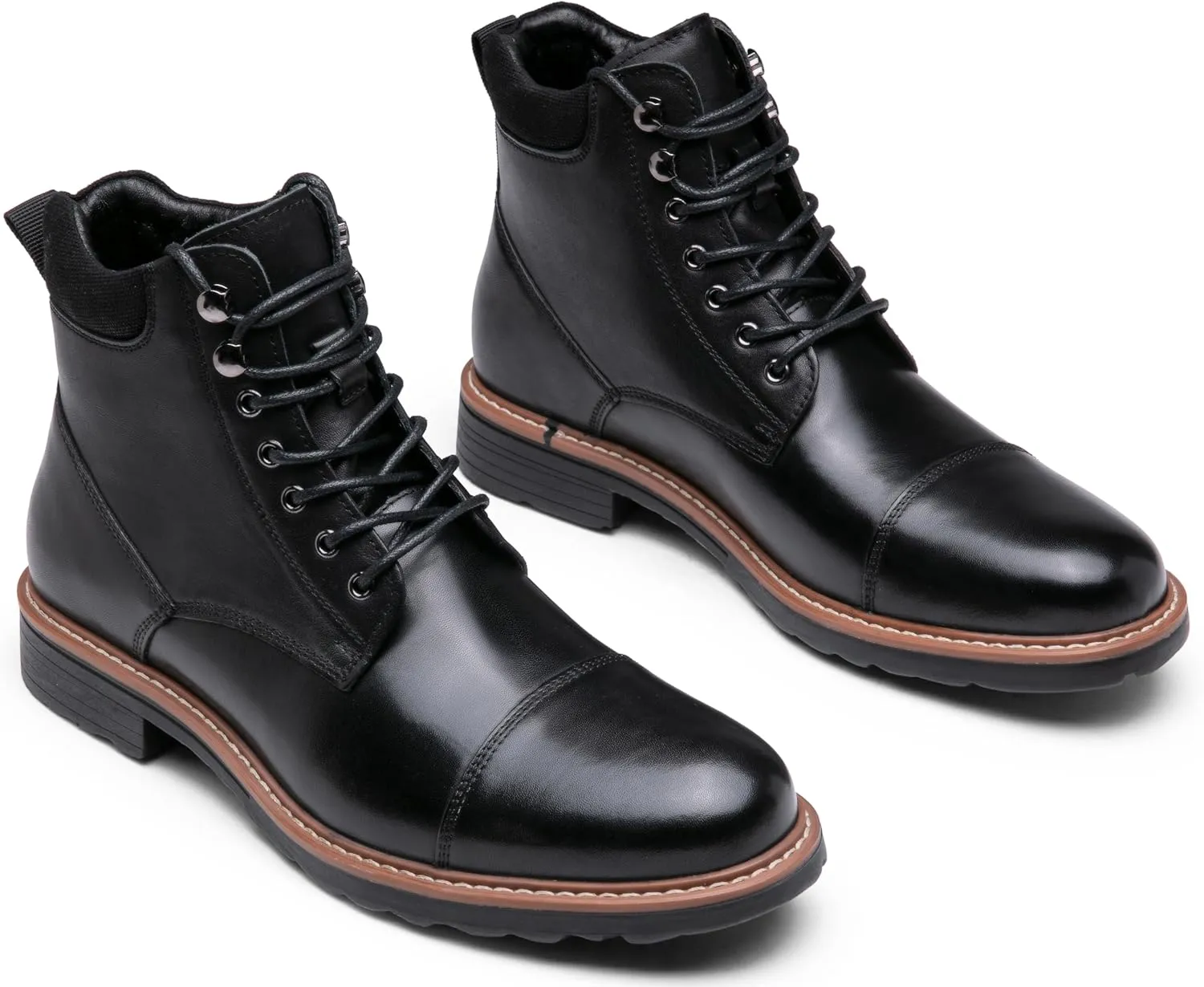 Jousen Mens Chukka Boots Leather Dress Boots for Men Retro Ankle Boots Mens High Top Boots