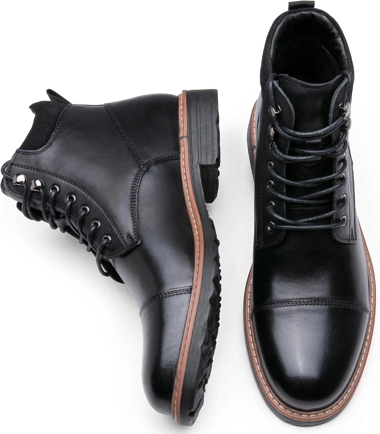 Jousen Mens Chukka Boots Leather Dress Boots for Men Retro Ankle Boots Mens High Top Boots
