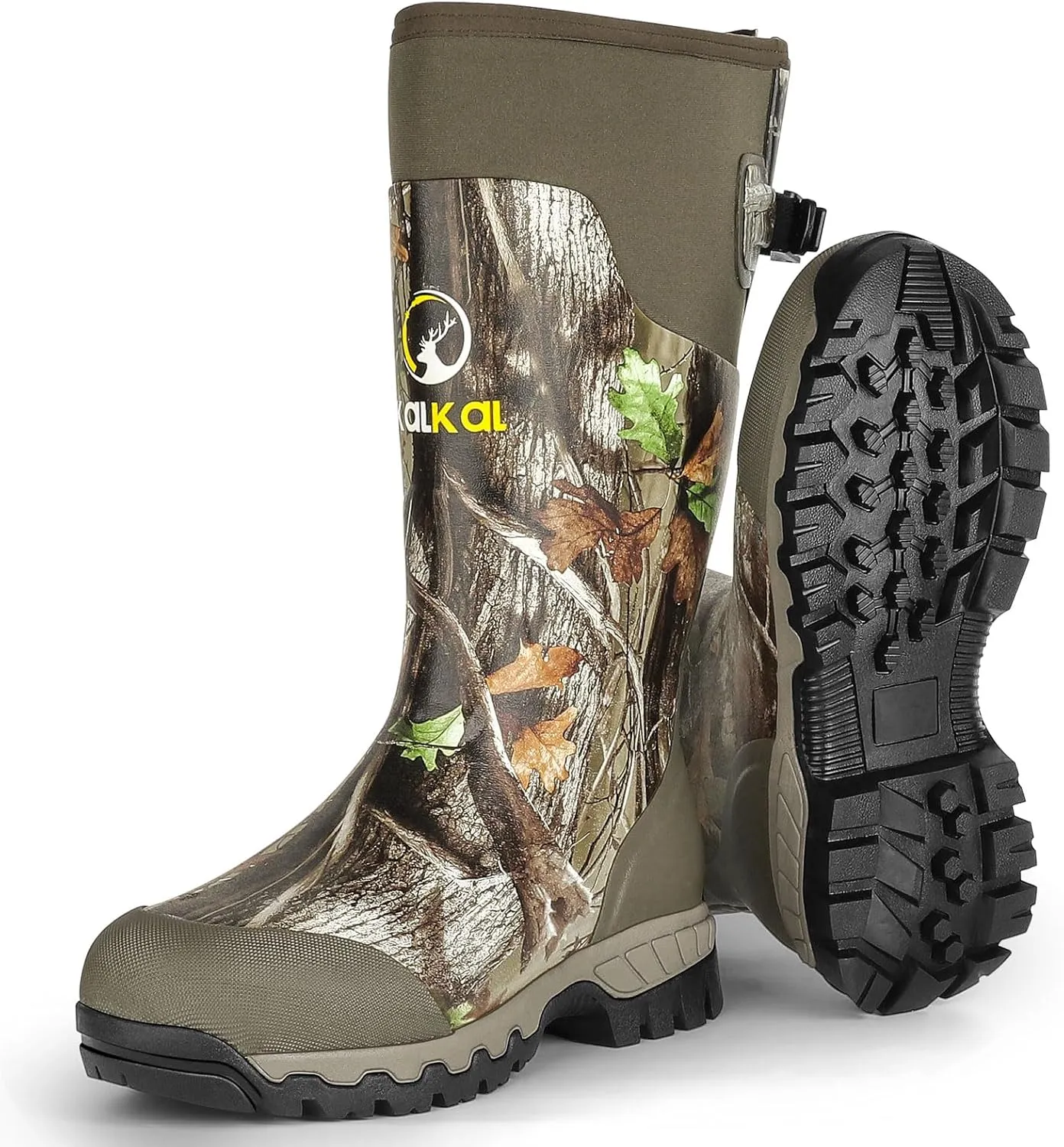 Kalkal Hunting Boots, Waterproof Anti-slip Rain Boots, Insulated Rubber Boots with 6mm Neoprene, for Hunting Working Farming (Size 6-14)