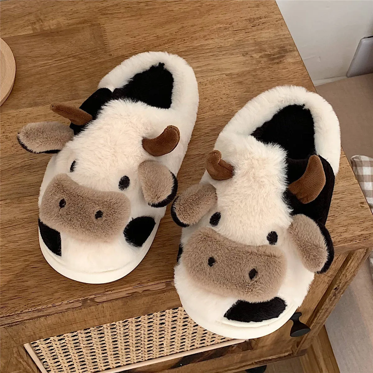 Kawaii Cow Cuddle Slippers