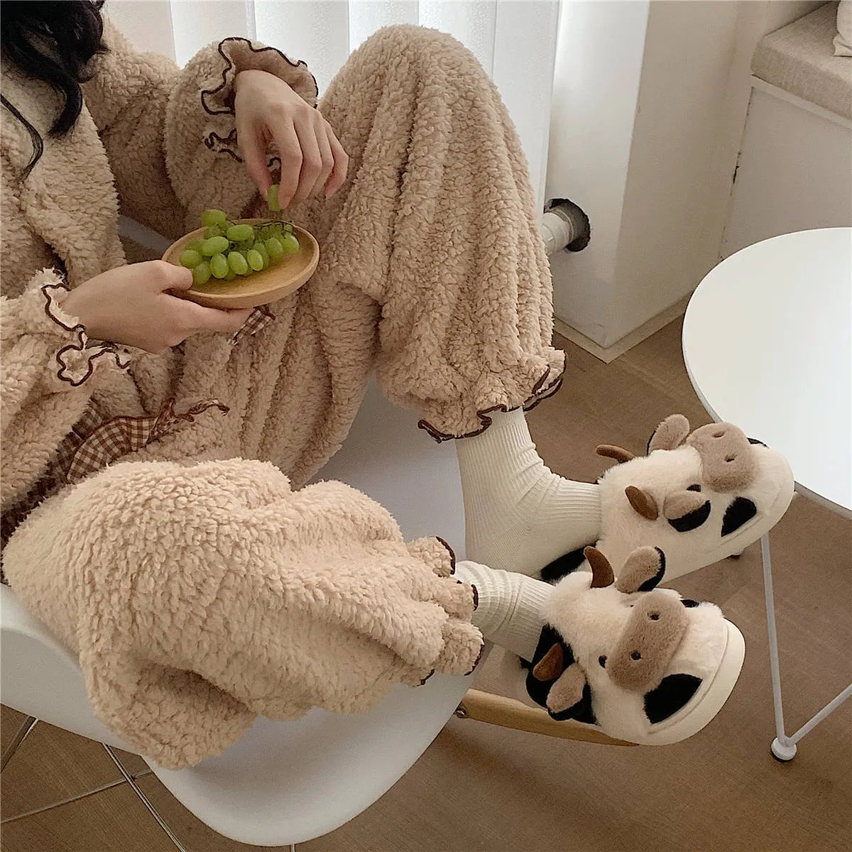 Kawaii Cow Cuddle Slippers