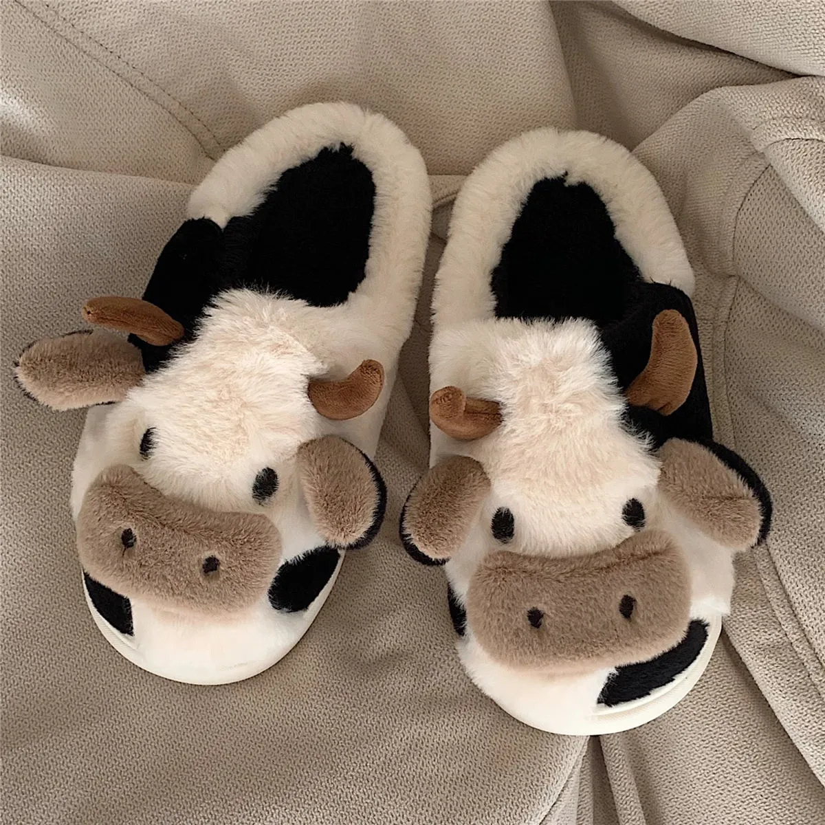 Kawaii Cow Cuddle Slippers