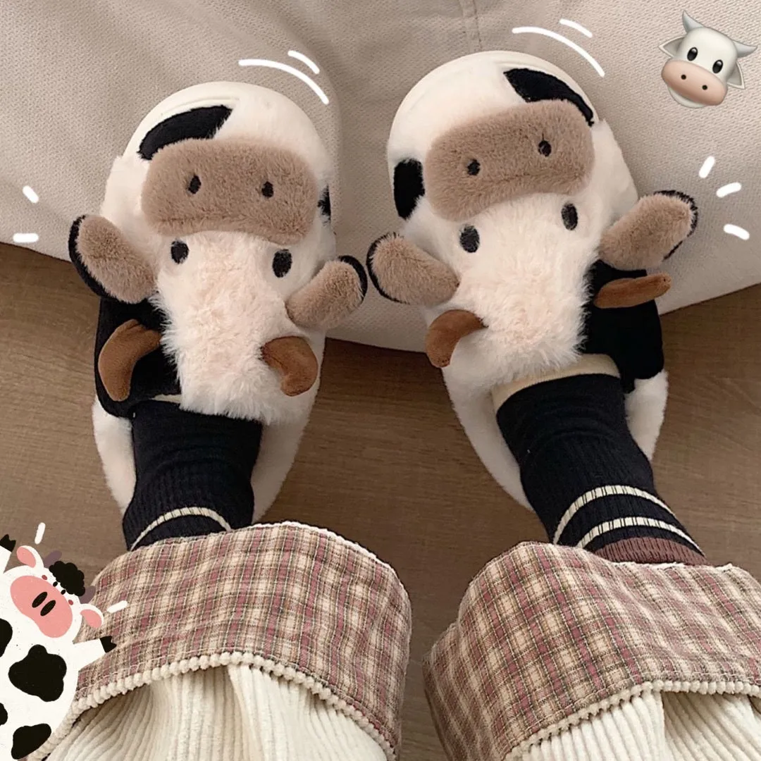 Kawaii Cow Cuddle Slippers