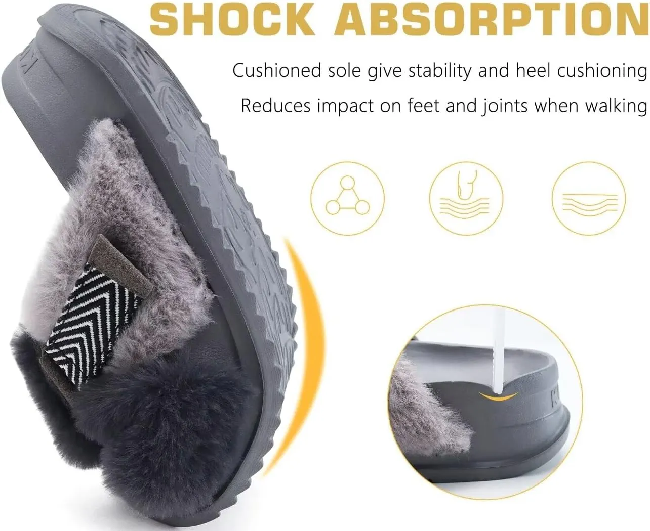 KuaiLu Women's Fuzzy Cross Band Platform Slippers Comfortable Faux Fur Open Toe Arch Support Slides Slippers for Indoor Outdoor