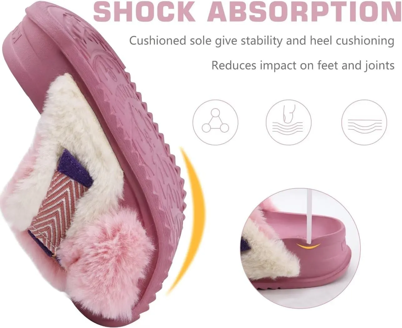 KuaiLu Women's Fuzzy Cross Band Platform Slippers Comfortable Faux Fur Open Toe Arch Support Slides Slippers for Indoor Outdoor