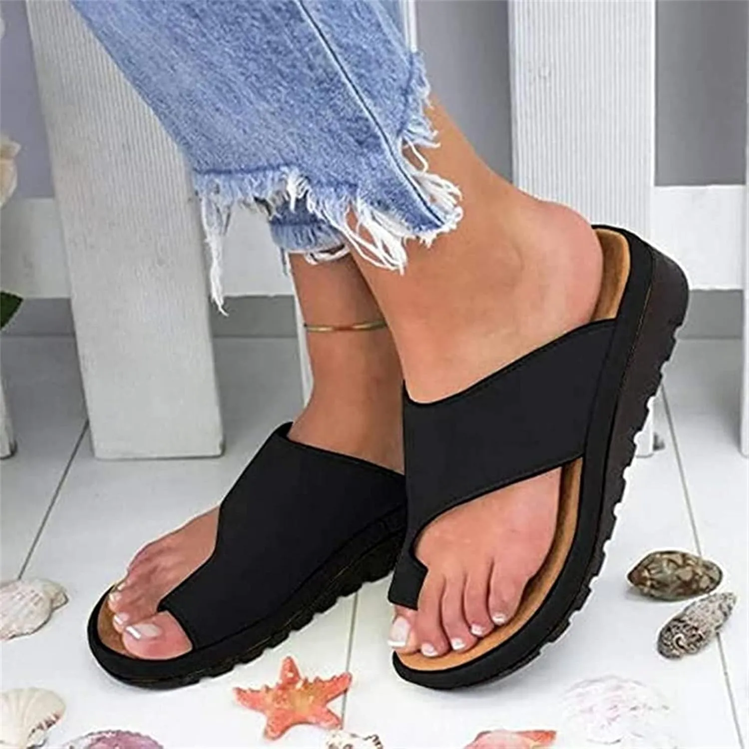 Ladmiple Orthopedic Sandals for Women Comfortable Slippers with Arch Support Anti-Slip Breathable Sandal Beach Flip Flop