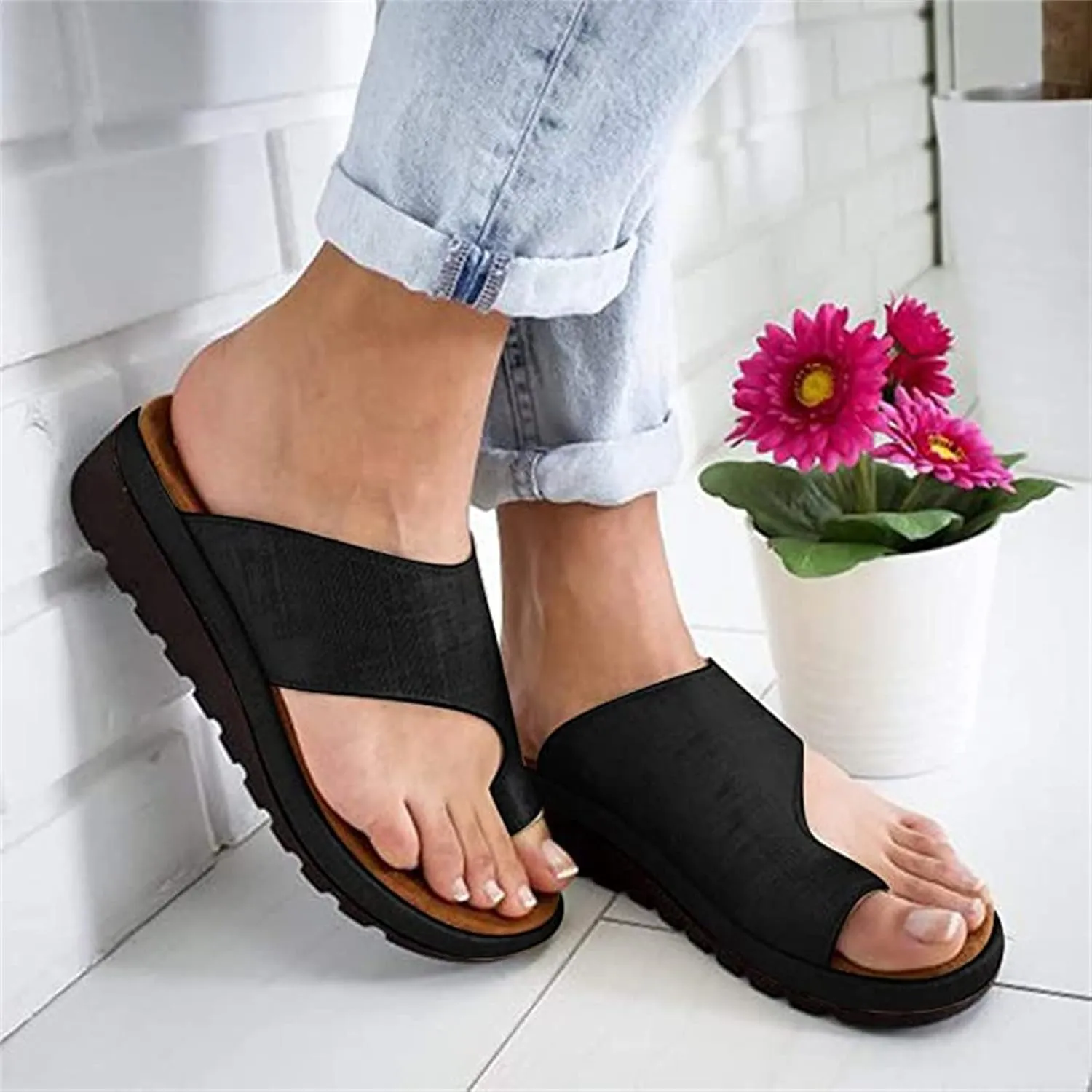 Ladmiple Orthopedic Sandals for Women Comfortable Slippers with Arch Support Anti-Slip Breathable Sandal Beach Flip Flop