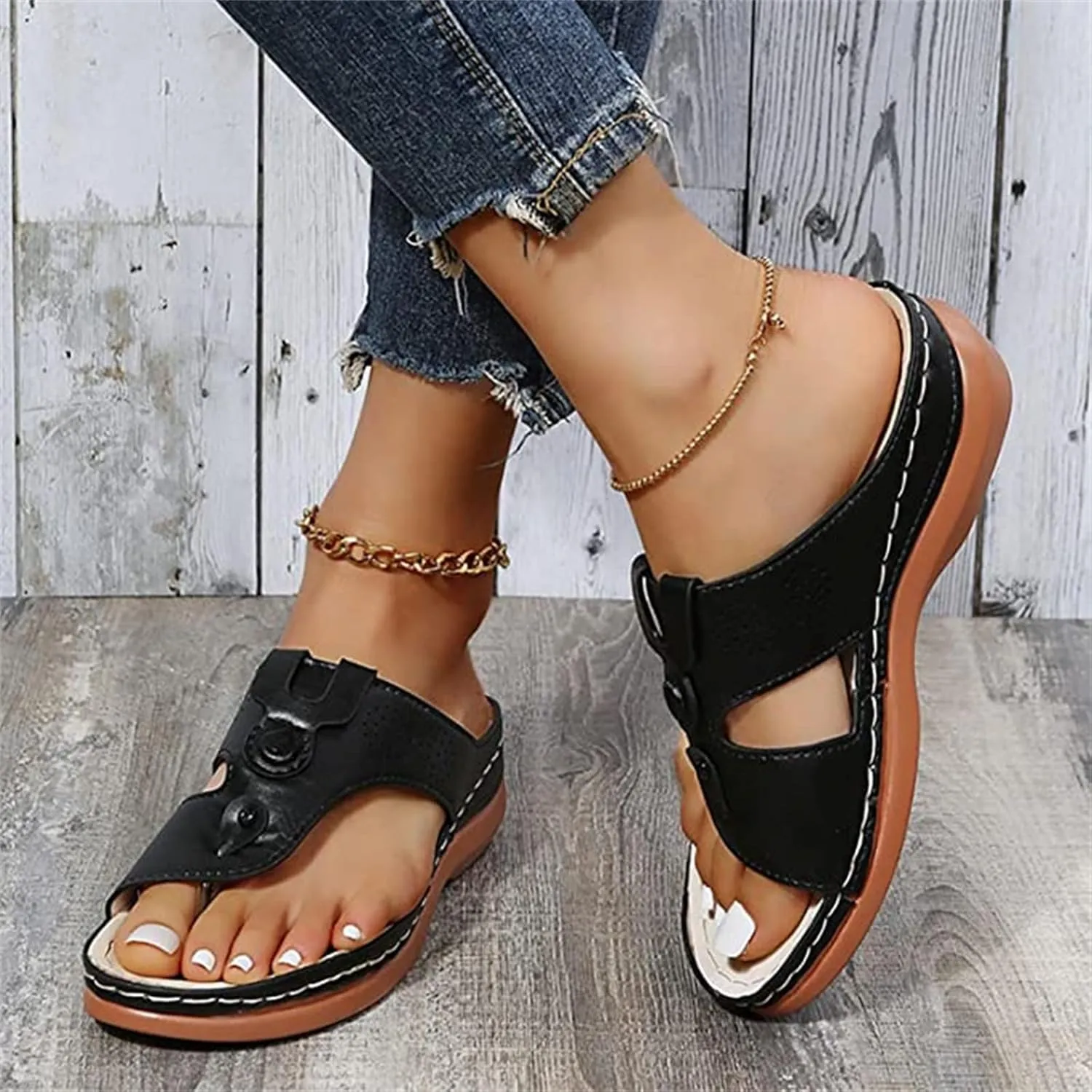 Ladmiple Sandals Women Fashion Flat Orthopedic Flip Flops Arch Support Soft Summer Dressy Comfortable Orthotic Slides 2024