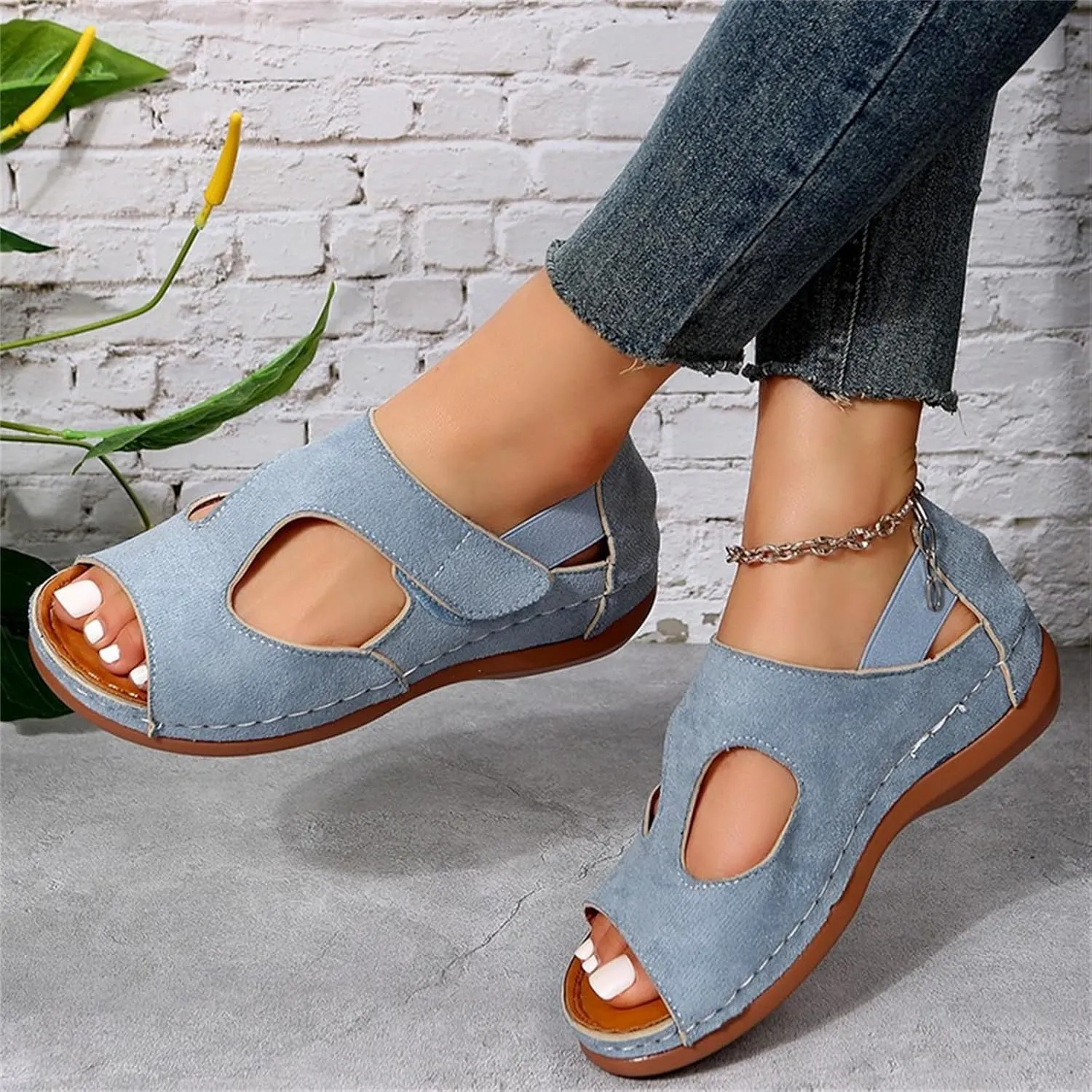 Ladmiple Sandals Women Fashion Flat Orthotic Flip Flops Comfortable Walking Arch Support Dressy Summer Cute Orthopedic Slides