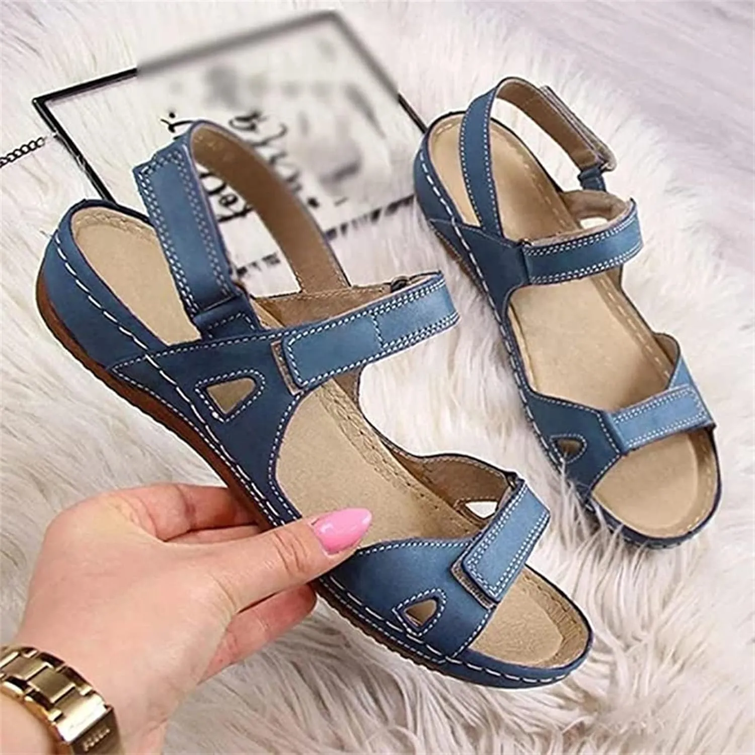 Ladmiple Womens Sandals Dressy Comfortable Summer Causal Flip Flops Arch Support Beach Open Toe Roman Orthopedic Sandal