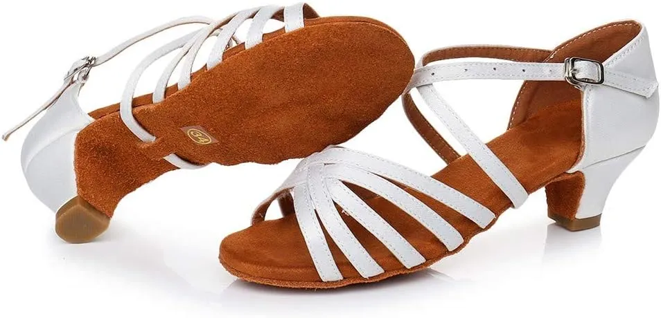 Latin Dance Shoes for Woman Glitter Party Shoes Ballroom Dancing Shoe Professional Practice Sandals Low Block Heels
